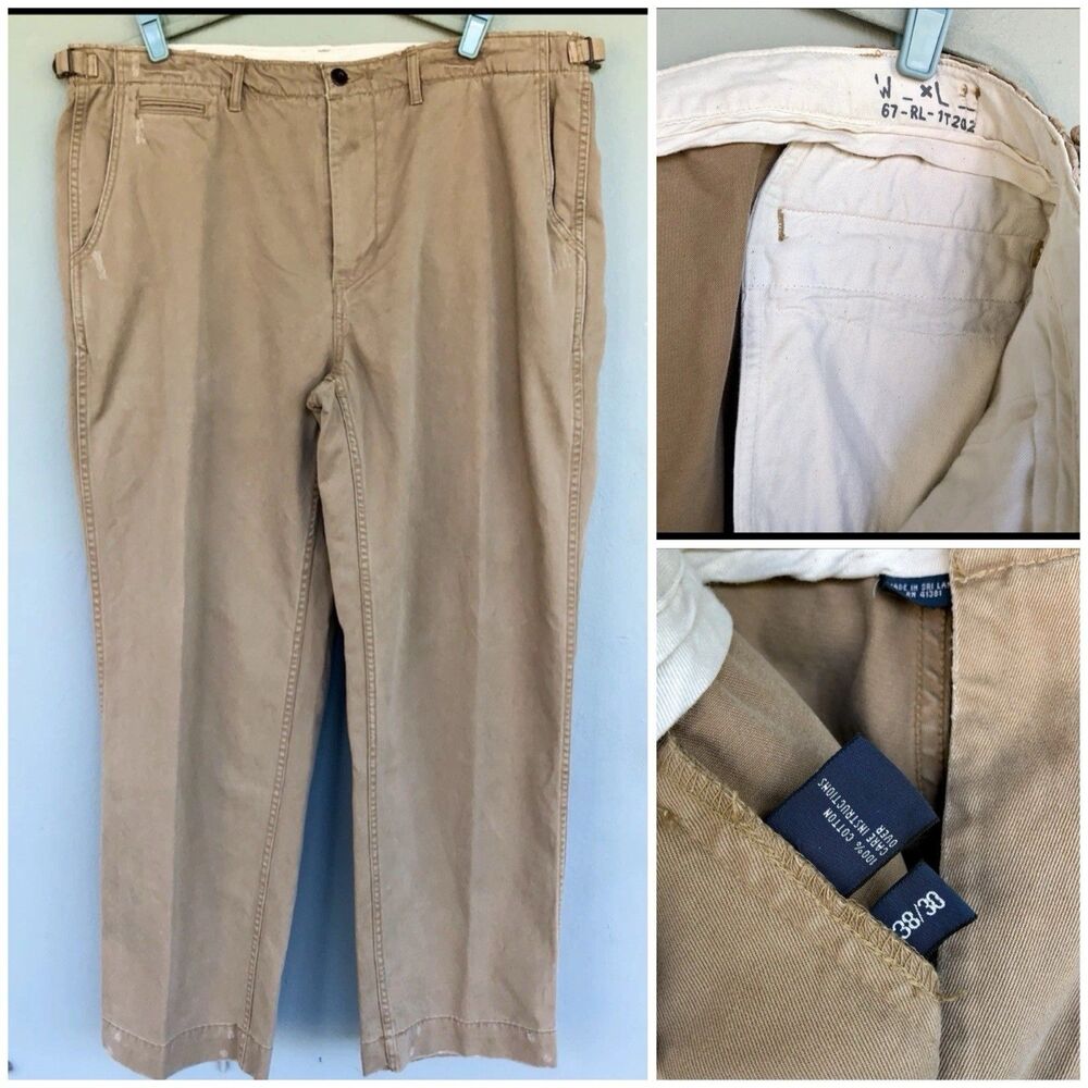 Polo Ralph Lauren Surplus Chino Pants 38x30 Tan Distressed 90s Military Surplus